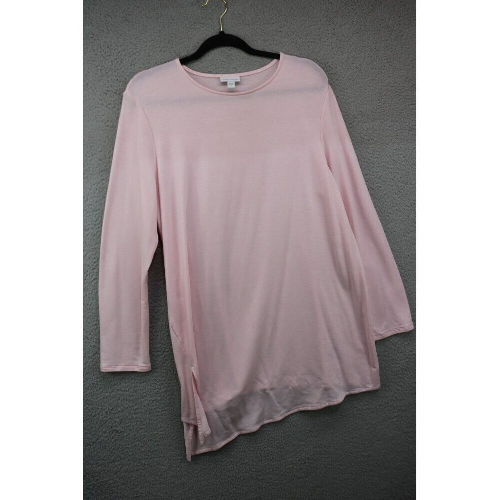 Pure Jill Luxe Tencel Pink Long Sleeve Tunic-Size Large-Asymmetrical Hem